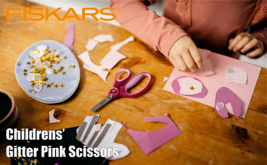 FISKARS Kids Scissors, Stainless steel, Glitter scissors, Pink, 13cm