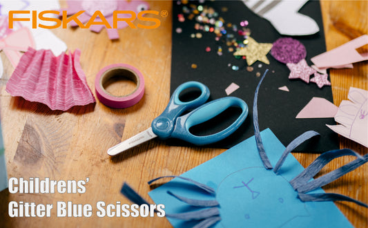 FISKARS Kids Scissors, Stainless steel, Glitter scissors, Blue, 13cm