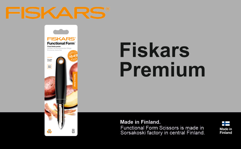 FISKARS Handle: Plastic with Softgrip; Blade: Japanese Stainless Steel Ff Peeler (Fixed Blade) | 1014418