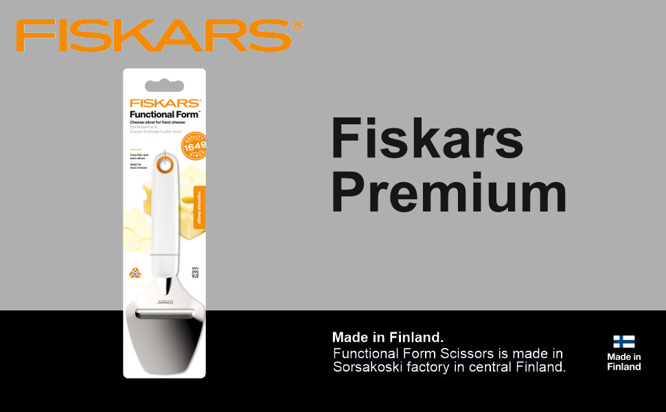 Fiskars Essential FF Cheese Slicer, Swedish Sandvik steel, Made for Hard Cheese